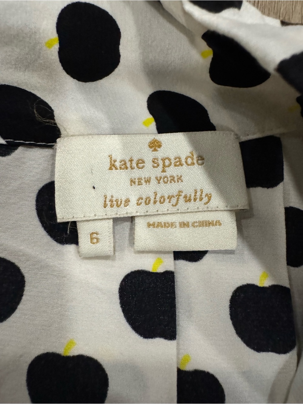 Kate Spade New York Apple Print Keyhole Blouse - Picture 2 of 4